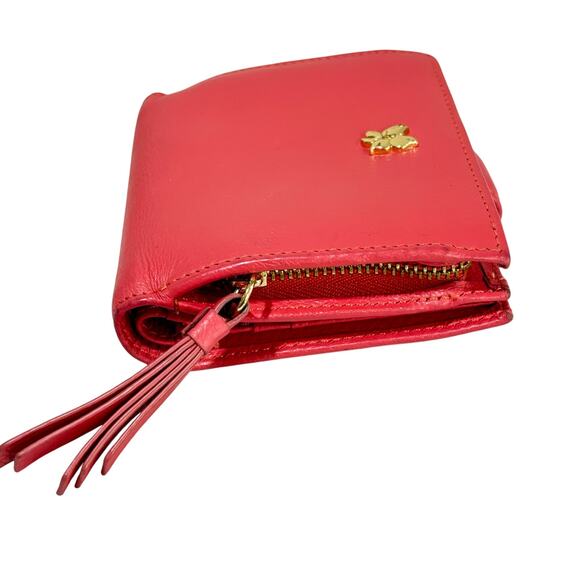 Ora Delphine Coral Pink leather wallet bifold zipper coin pocket preppy fashion - Picture 3 of 9